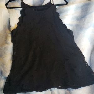 Black Lace Tank Blouse